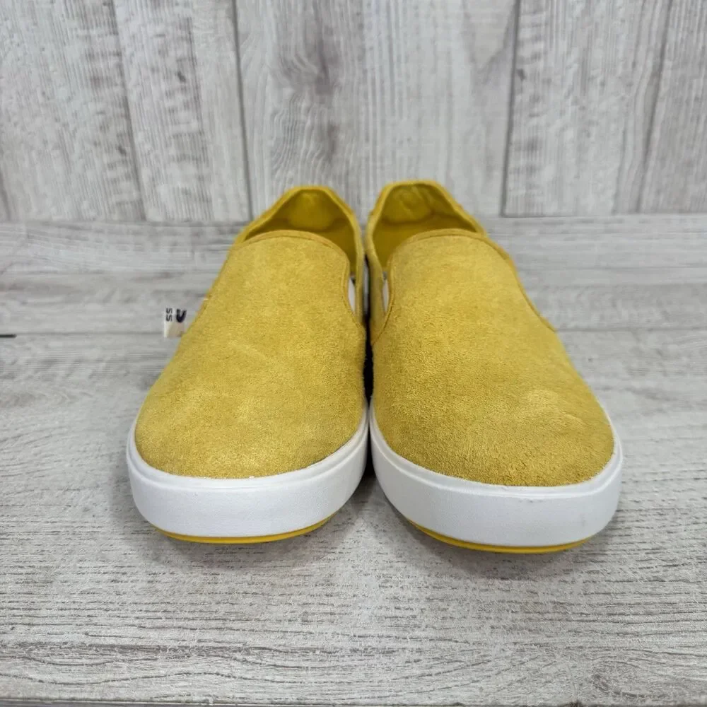 Olukai Lae'Ahi Suede Shoes Men’s 10.5 Mango Yellow Gold Slip On Sneakers Loafers